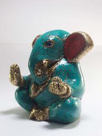 Statue Of Ganesh With [real Stone Setting]