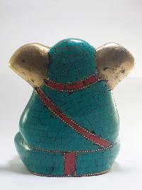 Statue Of Ganesh With [real Stone Setting]
