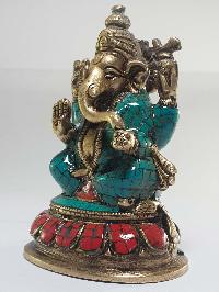 Statue Of Ganesh With [real Stone Setting]