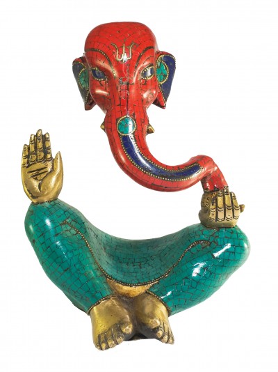 Statue Of Ganesh With [real Stone Setting]