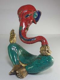 Statue Of Ganesh With [real Stone Setting]