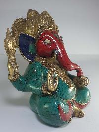 Statue Of Ganesh With [real Stone Setting]