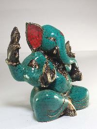 Statue Of Ganesh With [real Stone Setting]