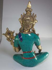 Statue Of Green Tara With [real Stone Setting]