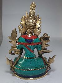 Statue Of Green Tara With [real Stone Setting]