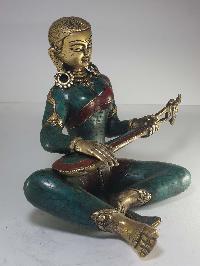Statue Of Saraswati With [real Stone Setting], Better Work