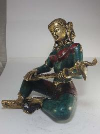 Statue Of Saraswati With [real Stone Setting], Better Work