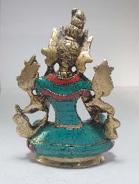 Statue Of Green Tara With [real Stone Setting]