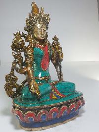 Statue Of White Tara With [real Stone Setting]