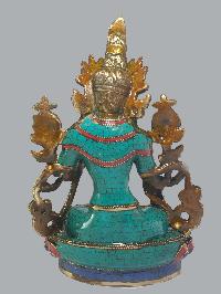 Statue Of White Tara With [real Stone Setting]