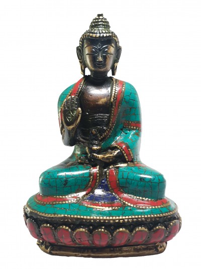 Statue Of Amoghasiddhi Buddha With [real Stone Setting]