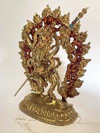 Handmade Nepali Statue Of Nairatma Yogini - Torma Nagmo, [full Gold Plated, Face Painted]