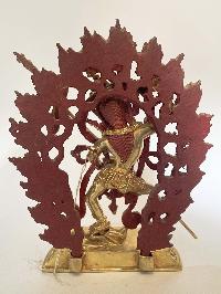 Handmade Nepali Statue Of Nairatma Yogini - Torma Nagmo, [full Gold Plated, Face Painted]