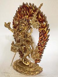 Handmade Nepali Statue Of Vajravarahi - Dorje Phagmo Yogini, [full Gold Plated]