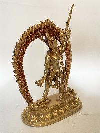 Handmade Nepali Statue Of Vajrayogini, [full Gold Plated, Face Painted]