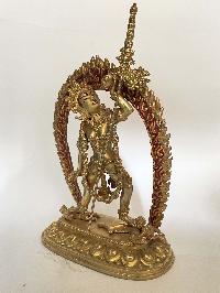 Handmade Nepali Statue Of Vajrayogini, [full Gold Plated, Face Painted]