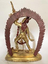 Handmade Nepali Statue Of Vajrayogini, [full Gold Plated, Face Painted]