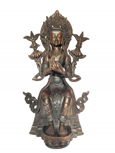 Handmade Nepali Statue Of Maitreya Buddha, [chocolate Oxidized]