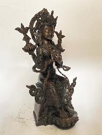 Handmade Nepali Statue Of Maitreya Buddha, [chocolate Oxidized]