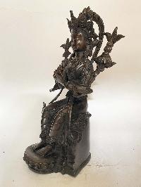 Handmade Nepali Statue Of Maitreya Buddha, [chocolate Oxidized]