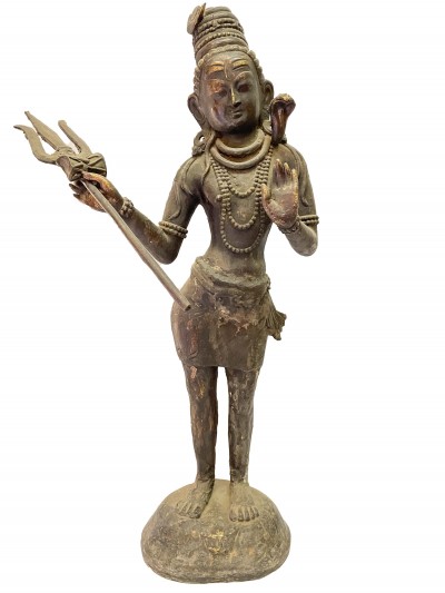 Nepali Handmade Statue Of Shiva, [antique Oxidized]