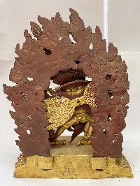 Nepali Handmade Statue Of Hayagriva - Heruka With Consort, [shakti], Yab-yum, [fire Gold Plated]