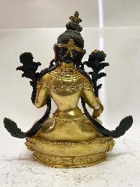 Nepali Handmade Statue Of White Tara, [full Fire Gold Plated]