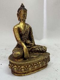 Nepali Handmade Statue Of Shakyamuni Buddha, [bronze Finishing], Antique Finishing