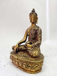Nepali Handmade Statue Of Shakyamuni Buddha, [bronze Finishing], Antique Finishing