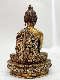 Nepali Handmade Statue Of Shakyamuni Buddha, [bronze Finishing], Antique Finishing