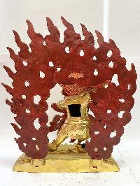 Nepali Handmade Statue Of Vajrapani [chana Dorje], [full Gold Plated], [painted Face]
