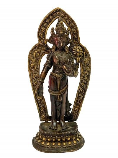 Nepali Handmade Statue Of Tara, [chocolate Oxidized]