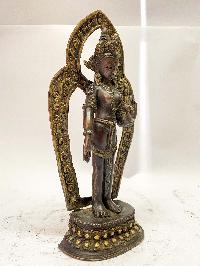 Nepali Handmade Statue Of Tara, [chocolate Oxidized]