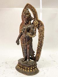 Nepali Handmade Statue Of Tara, [chocolate Oxidized]