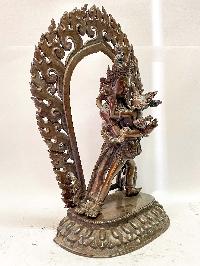 Nepali Handmade Statue Of Chakrasamvara - Heruka, [chocolate Oxidized], [remakable]
