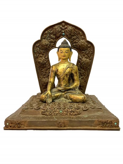 [old Stock], Handmade Statue Of Ratnasambhava Buddha, [copper Gold Plated], [rare Find]
