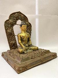[old Stock], Handmade Statue Of Ratnasambhava Buddha, [copper Gold Plated], [rare Find]