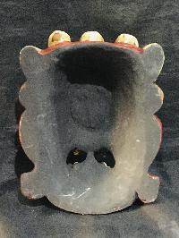 Mahakala Mask, Handmade Wooden Mini Mask, [painted Red], Poplar Wood