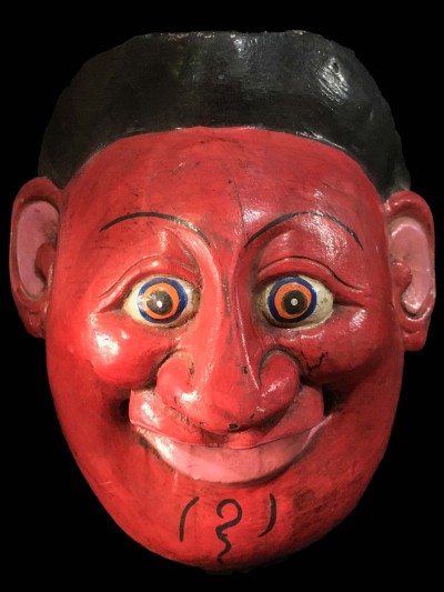 Handmade Wooden Mask Of Joker, [painted Red], Poplar Wood