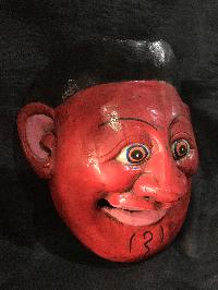 Handmade Wooden Mask Of Joker, [painted Red], Poplar Wood