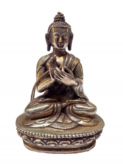 [master Quality], Sterling Silver, [212 Gram] Statue Of Vairochana Buddha, [old Stock]