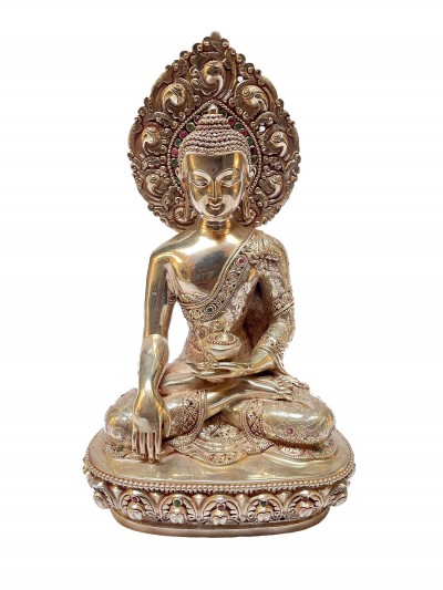 [master Quality], Sterling Silver, [1007 Gram] Statue Of Shakyamuni Buddha, [old Stock]
