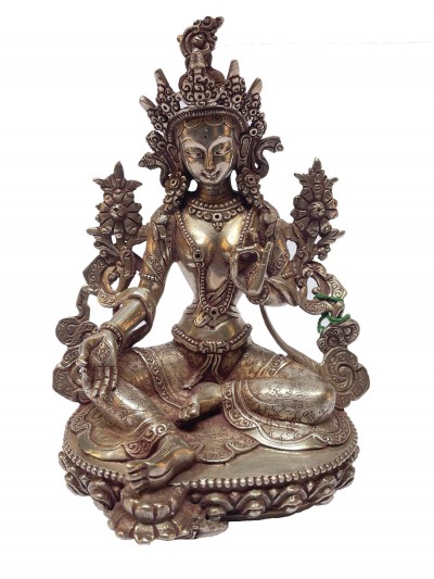 [master Quality], Sterling Silver, [681 Gram] Statue Of Green Tara, [old Stock]