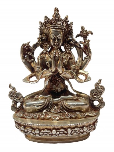 [master Quality], Sterling Silver, [204 Gram] Statue Of Chenrezig, [old Stock]