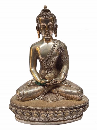 [master Quality], Sterling Silver, [1609 Gram] Statue Of Shakyamuni Buddha, [old Stock]
