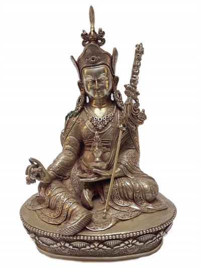 [master Quality], Sterling Silver, [1472 Gram] Statue Of Padmasambhava, [old Stock]
