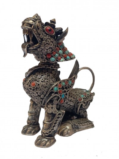 [master Quality], Sterling Silver, [62 Gram] Statue Of Snow Lion, [old Stock]