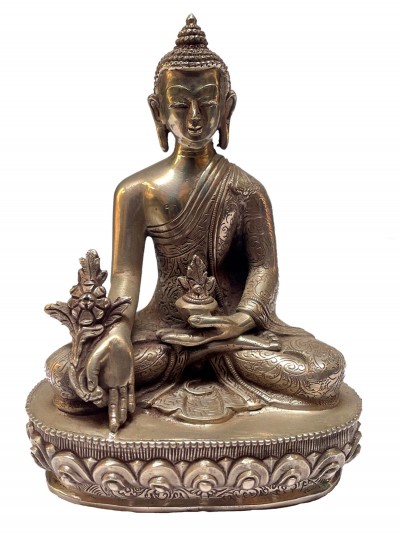 [master Quality], Sterling Silver, [450 Gram] Statue Of Medicine Buddha, [old Stock]