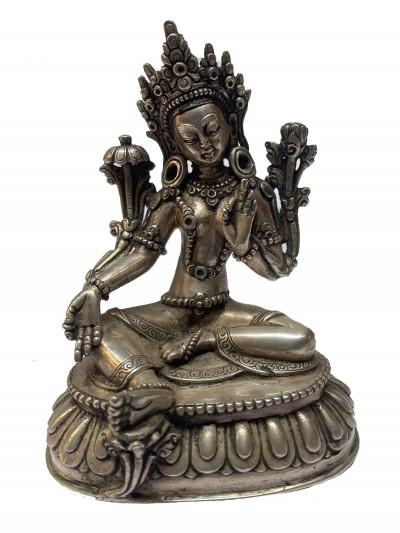[master Quality], Sterling Silver, [320 Gram] Statue Of Green Tara, [old Stock]
