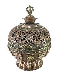 Hand Beaten Metal Incense Burner, [hanging & Swinging]